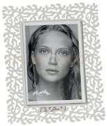 Portafoto di design corallo grande bianco marmo in ferro e polimeti...