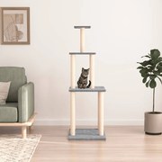 Albero per gatti con tiragraffi in sisal grigio chiaro 149 cm