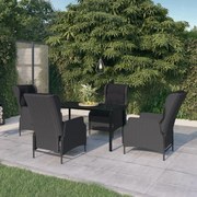 Set mobili da pranzo per giardino 5 pz grigio scuro