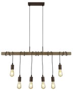 Lampadario Industrial-Nordico Fienile Acciaio Marrone 6 Luci E27