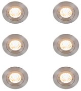 Set di 6 faretti da incasso moderni in acciaio rotondi IP44 - Xena