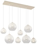 Lampada a sospensione Art Déco beige con vetro bianco 8 luci - Sandra