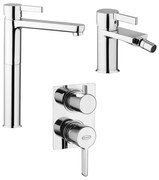 Set miscelatori Fiamma lavabo alto bidet e doccia incasso con deviatore Jacuzzi Rubinetteria