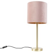 Lampada da tavolo ottone paralume rosa 25 cm - SIMPLO