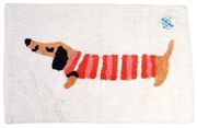 Tappetino da bagno rosso/bianco 83x52,5 cm Sausage Dog - Rex London