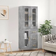 Credenza grigio cemento 69,5x34x180 cm in legno multistrato