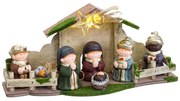 Presepe di Natale Multicolore Ceramica Legno MDF 33 x 10,5 x 17 cm (7 Pezzi)