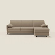 Primula divano letto angolare con materasso H18 cm - penisola contenitore in tessuto smacchiabile T05 beige