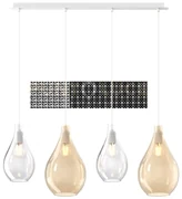 Sosp. bianco 4 luci rettangolare vetri (2 piccoli (1xam+1xtr)+2 med...