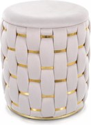 Pouf Tiara Velvet con contenitore in velluto beige chiaro – Ø37x42 cm