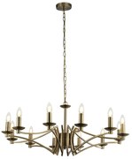 Lampadario Classico Ascot Acciaio Ottone 12 Luci E14