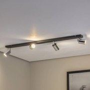 Plafoniera Tune II, nero/cromo, metallo, a 4 luci, allungata II HELAM, Nero, Soggiorno / Sala da pranzo, Metallo, Moderno
