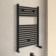 Termoarredo design nero opaco L 60x77 interasse 55 cm completo di valvole