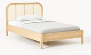 Letto singolo in legno con testiera in vimini Jones