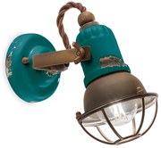 Applique Vintage Loft Ferro E Ceramica Verde 1 Luce E14
