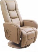 Poltrona Pulsar reclinabile con funzione massaggio in pelle organica beige - H106 cm
