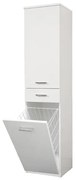 Colonna multiuso CLASSIC con cestello portabiancheria, anta e cassetto Bianco Lucido