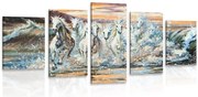 Quadri 5 pezzi – Cavalli formati dall'acqua