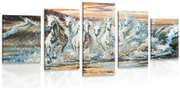 Quadri 5 pezzi – Cavalli formati dall'acqua