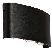 Lampada da parete per esterni nera con LED 6 luci IP54 - Silly