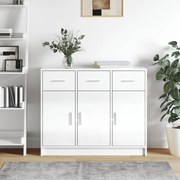 Credenza bianco lucido 91x28x75 cm in legno multistrato