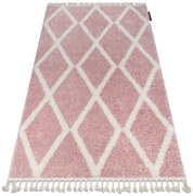 Tappeto BERBER TROIK A0010 rosa / bianco Frange berbero marocchino shaggy