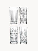 Set di 4 bicchieri da long drink in cristallo con motivo in rilievo Bichiera