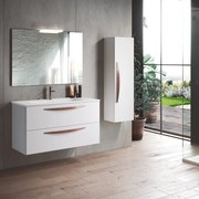 Mobile da bagno sotto lavabo VISOBATH Arco bianco laccato opaco L 99.5 x H 55 x P 45 cm 2 cassetti, lavabo posizionabile centralmente non incluso