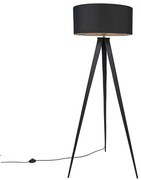 Lampada da terra intelligente nera con paralume nero incl. Wifi A60 - Ilse