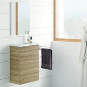 Mobile Bagno Sospeso 40 Cm Rovere Salvaspazio Con Lavabo E Specchio Compact