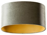 Paralume in velluto verde con interno oro, ovale 35/23/18