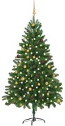 Albero di Natale Preilluminato con Palline Verde, Albero di Natale Preilluminato con Palline Verde 210 cm IV