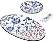 Set sushi 3 pezzi con decori blu e rossi Sushiko