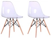 JULIETTE - sedia stile nordico trasparente con gambe in legno set da 2
