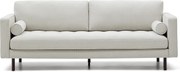 Kave Home - SofÃ  Debra 3 posti in ciniglia perla e gambe con finitura wenguÃ© 222 cm