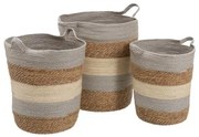 Set di Cesti Naturale Grigio Fibra naturale 48 x 48 x 42 cm (3 Pezzi)