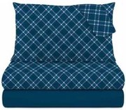 Completo letto matrimoniale in cotone Scozzese blu