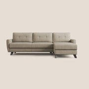 Callisto Divano letto angolare con penisola in tessuto morbido impermeabile T02 beige