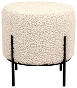 Poggiapiedi color crema con rivestimento in bouclé Alford – House Nordic