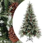 Albero di Natale con Pigne Verde e Bianco in PVC e PE Artificiale, 195 cm / Con Pigne