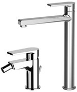 Set miscelatori lavabo alto e bidet cromato Mariani serie Artic