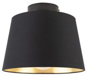 Plafoniera con paralume in cotone nero con oro 25 cm - Combi Black