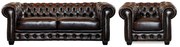 Divano Chesterfield a 3+1 posti 100% cuoio di bufalo Marrone con riflessi castani - BRENTON