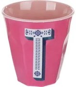 Bicchiere melammina fucsia lettera T 280 ml Maiolika