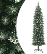 Albero di Natale Artificiale Sottile con Base e Albero di Natale con Luci e Pigne PVC e PE, 120 cm / Senza