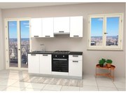 Cucina Lineare 195 Cm Bianca Con Top Antracite Mod. Silvia