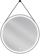Mexen Reni specchio da bagno illuminato, rotondo 80 cm, LED 6000K, antiappannamento, cornice nera - 9812-080-080-611-70
