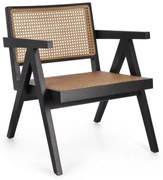 Poltrona lounge GALIA in legno di teak nero e rattan