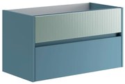 Mobile da bagno sotto lavabo Niwa blu laccato opaco L 89.5 x H 50 x P 45.5 cm 2 cassetti, lavabo non incluso