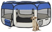 Box per cani pieghevole con borsa trasporto blu 145x145x61 cm